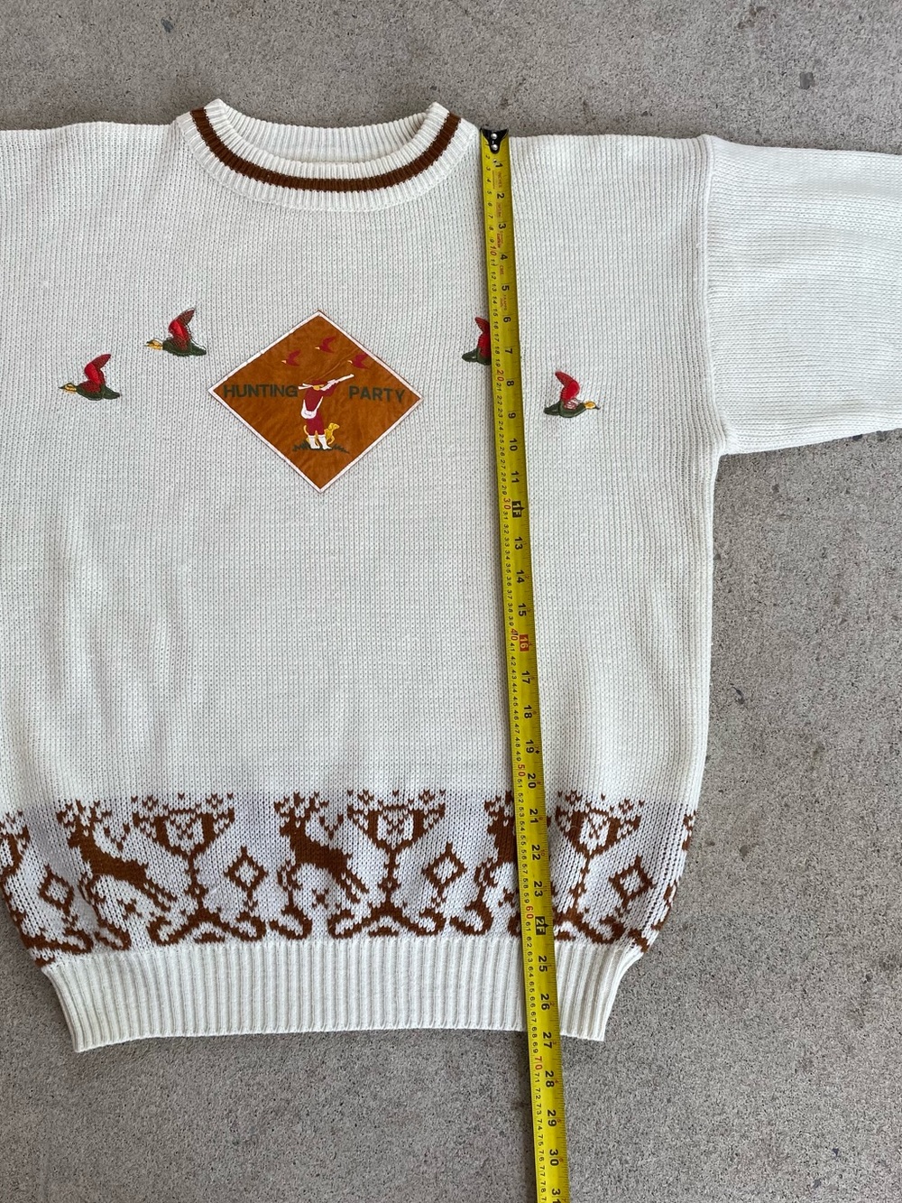 Vintage 90s Cream Hunting Knit Sweater - Picture 5 of 7